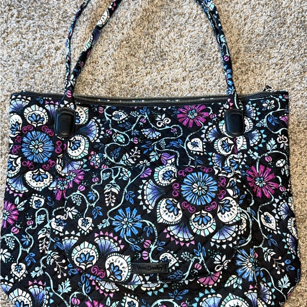 Vera Bradley Black and Blue Floral Tote